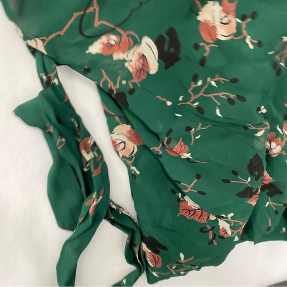 Ganni Marietta Georgette Floral Genuine Wrap Long Sleeve Dress size 40 - Picture 5 of 10